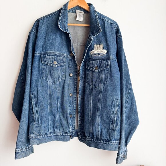Disney 100 Years of Magic Anniversary Denim Embroidered Jacket L - Picture 2 of 6